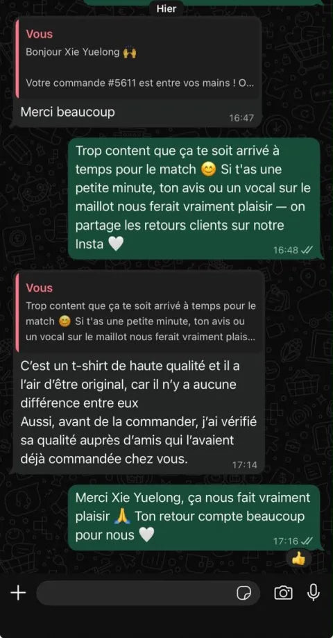 Avis client WhatsApp