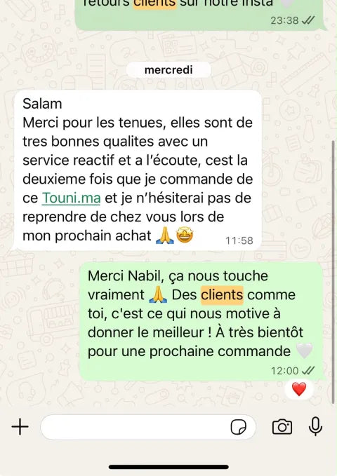 Avis client WhatsApp