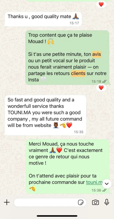 Avis client WhatsApp