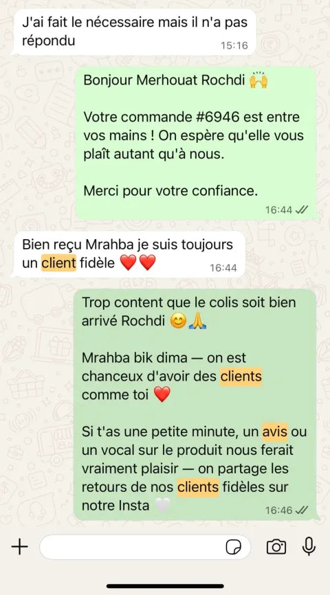 Avis client WhatsApp