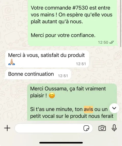 Avis client WhatsApp