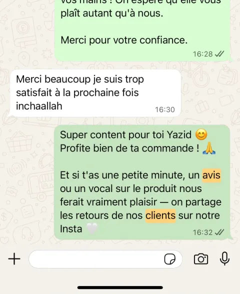 Avis client WhatsApp