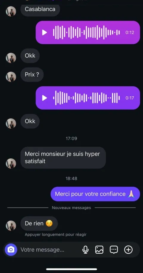 Avis client WhatsApp